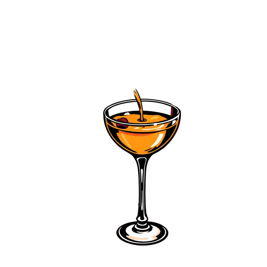 Tattoo flash illustration of a cocktail being poured into a coupe glass